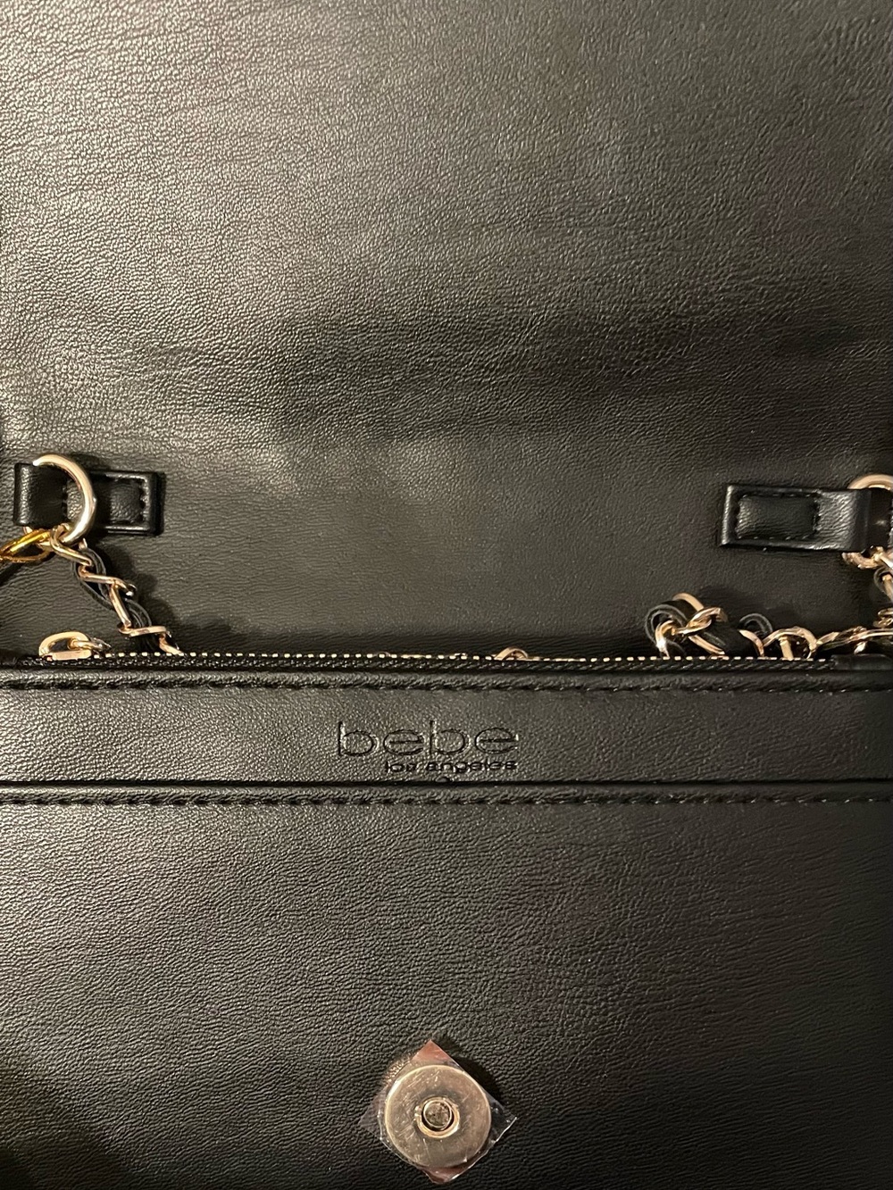 NWT Bebe Black Quilted Crossbody Bag Gold Chain Glam Purse - Picture 4 of 5